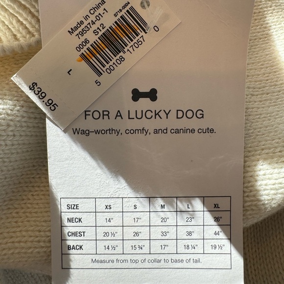 NWT, GAP Dog Sweater, Cream/Navy Blue, Size Large - Picture 5 of 6